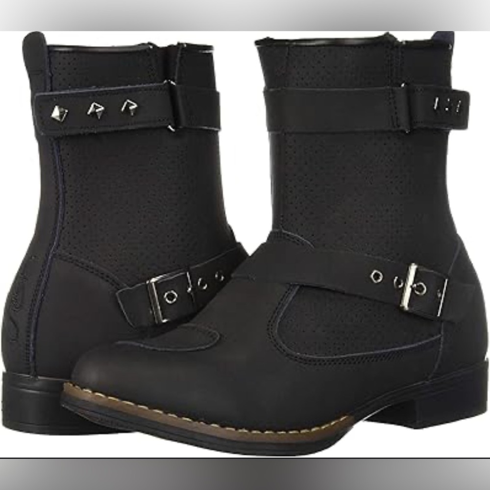 Black Moto Combat Boots.   Full Grain Matte Leather